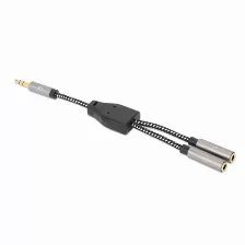 Cable De Audio Manhattan 3,5mm A 2 X 3.5mm, 0.15 M, Negro, Plata