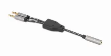 Adaptador Audio Manhattan 3.5mm, 1 Hembra A 2 Macho, 2 X 3.5mm, 0.15 M, Negro-plata, (356121)