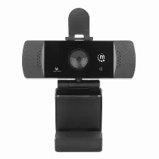 Camara Web Manhattan, 4mp, 30fps, Rotacion 360, Usb, Microfono, Negro