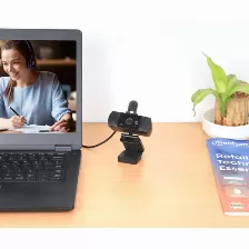 Camara Web Manhattan, Full Hd, 30fps, Rotacion 360, Usb, Microfono, Negro