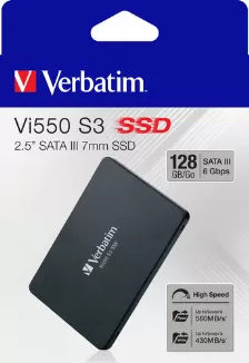 Unidad De Estado Solido Verbatim Vi550 S3 128gb, 2.5 Pulg, Serial Ata Iii 6 Gbit/s, Lectura 560 Mb/s, Escritura 430 Mb/s