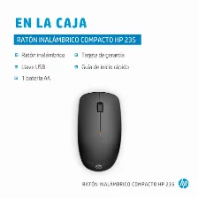 Mouse Optico Hp 235 Slim Wireless, Inalambrico, 3 Botones, 1600 Dpi, Negro