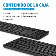 Teclado Hp Teclado Inalámbrico Programable 455 Inalámbrico, Rf Inalámbrico, Interruptor De Membrana, Negro
