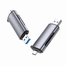 Lector De Memorias Ugreen, Interfaz Usb-a/usb-c, Microsd, Sd, Hasta 2tb, Plata