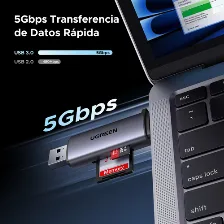 Lector De Memorias Ugreen, Interfaz Usb-a/usb-c, Microsd, Sd, Hasta 2tb, Plata