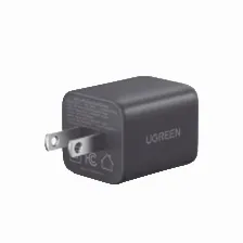 Cargador Ugreen 20w, Gan, 1x Usb-c, 1x Usb-a, Negro