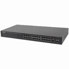 Switch Intellinet Gestionado, Rj-45 24, Gigabit Ethernet (10/100/1000), Negro