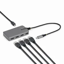 Hub Startech.com 5g4ac-usb-c-hub Interfaz Usb 3.2 Gen 1 (3.1 Gen 1) Type-c, 4 Usb A 3.1, Plástico, Cantidad De Puertos 5, Longitud De Cable 0.3 M, Velocidad 5000 Mbit/s, Color Gris