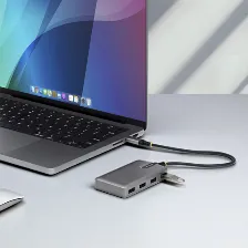 Hub Startech.com 5g4ac-usb-c-hub Interfaz Usb 3.2 Gen 1 (3.1 Gen 1) Type-c, 4 Usb A 3.1, Plástico, Cantidad De Puertos 5, Longitud De Cable 0.3 M, Velocidad 5000 Mbit/s, Color Gris