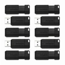 Paquete De Memorias Usb Verbatim 32gb, Pinstripe Usb Flash Drive Business, 10 Piezas, Color Negro