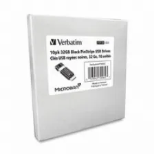 Paquete De Memorias Usb Verbatim 32gb, Pinstripe Usb Flash Drive Business, 10 Piezas, Color Negro