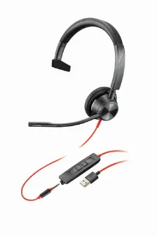Audífonos Hp Poly Diadema, Alámbrico, 3.5 Mm, Usb, Negro, Rojo