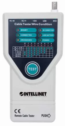 Probador De Cables Intellinet Probador De Cable 5 En 1 Bnc, Ieee-1394, Rj-11, Rj-45, Usb, Led, Gris