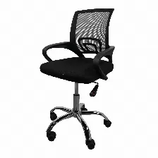 Silla De Oficina Modamob, Modelo Everest, Respaldo De Malla, Reposabrazos, Piston De Gas C3 120kg, Base Metalica Con 5 Ruedas, Color Negro