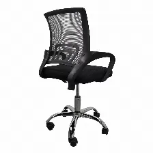 Silla De Oficina Modamob, Modelo Everest, Respaldo De Malla, Reposabrazos, Piston De Gas C3 120kg, Base Metalica Con 5 Ruedas, Color Negro