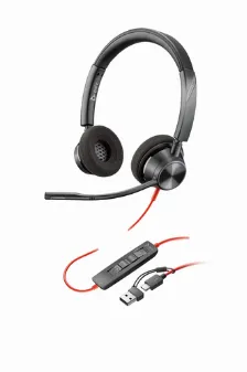 Diadema Poly 76j16aa Blackwire C3320/ Alambrica Binaural Usb-a Con Cancelacion De Ruido Y Microfono Control En El Cable Color Negro Con Naranja