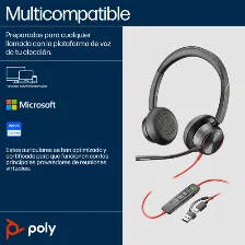 Diadema Hp Poly 8x223aa Bw 8225/ Alambrica Binaural Conexion Usb-c Usb-a Cancelacion Activa De Ruido Control Para Llamadas Color Negro Naranja