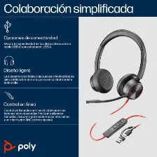 Audífonos Hp Poly Diadema, Alámbrico, Usb, Negro