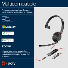 Audífonos Poly Auriculares Monoaurales Usb-a Blackwire 5210 Diadema, Alámbrico, 3.5 Mm, Usb, Negro