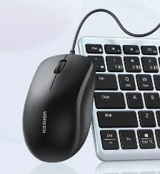 Mouse Optico Ugreen, 3 Botones, 1200 Dpi, Alambrico, Usb-a, Negro