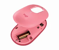 Mouse Optico Logitech Pop, 4 Botones, 4000 Dpi, Rf Inalambrico + Bluetooth, 10m, Bateria Aa, Color Rosa, Emoji Con Un Solo Toque(910-006551)