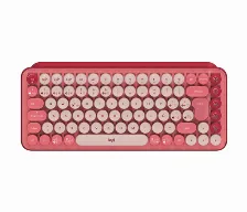 Teclado Mecanico Inalambrico Logitech Pop Keys, 4 Teclas Personalizables Para Emojis, 10 Teclas De Acceso Directo, Bt 10m, Color Rosa