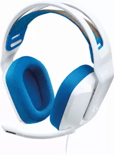 Diadema Gaming Logitech G335, 3.5mm, Microfono, Blanco/azul