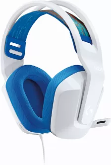Diadema Gaming Logitech G335, 3.5mm, Microfono, Blanco/azul