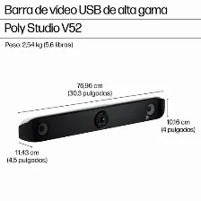 Video Conferencia Hp Poly Barra De Video Usb Poly Studio V52 Cámara única, 4k Ultra Hd, 3840 X 2160, Micrófono, Blanco
