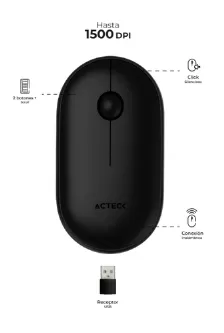 Mouse Acteck Optimize Edge Mi460, Inalambrico, 1500 Dpi, Usb-a, Negro