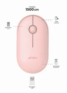 Mouse Acteck Optimize Edge Mi460, Inalambrico, 1500 Dpi, Usb-a, Rosa