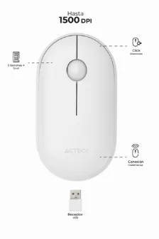 Mouse Acteck Optimize Edge Mi460, Inalambrico, 1500 Dpi, Usb-a, Blanco
