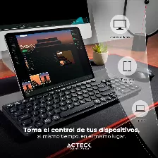 Teclado Inalambrico Acteck Inspire Comp Ti695, Conexion Dual (bluetooth O Receptor Usb 2.4ghz), Formato Completo, Negro