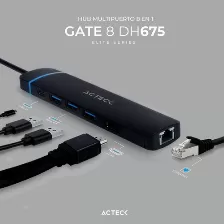 Docking Station Acteck Gate 8 Dh675 4k Ultra Hd, Usb 3.2 Gen 1 (3.1 Gen 1) Type-c, Hdmi 1, Usb A 3, Usb Tipo C 1