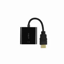 Adaptador De Video Acteck Hdmi Macho A Vga Hembra, 20cm, Negro