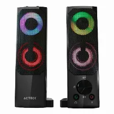 Bocinas Acteck Elant Brick As450, Alambricas, 3.5mm, Usb, Led, Negro