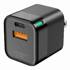 Cargador Acteck Energon Prime, 1x Usb-a, 1x Usb-c, 20w