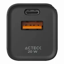 Cargador Acteck Energon Prime, 1x Usb-a, 1x Usb-c, 20w