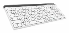 Teclado Acteck Inspire Trek Ti747 Español, Inalámbrico, Rf Inalámbrico + Bluetooth, Interruptor De Llave De Tijera, Gris, Blanco