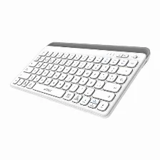 Teclado Acteck Inspire Trek Ti737 Español, Inalámbrico Y Alámbrico, Rf Inalámbrico + Bluetooth, Interruptor De Membrana, Gris, Blanco