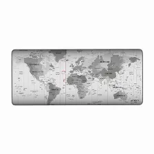 Mouse Pad Xl Acteck Flow World Mt494w / Tela + Goma / Disea‘o Mundo / Alta Resistencia / Antidestizante / Gris /ac-941044