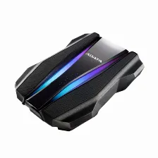 Disco Duro Externo Adata Hd770g, 1tb, 2.5 Pulgadas, Usb 3.2, Iluminacion Rgb, Color Negro