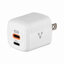 Cargador Vorago Au-355-wh 110-240 V, Teléfono Móvil, Interior, 2usb-c, Carga Rápida, 30 W, Blanco