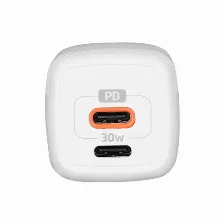 Cargador Vorago Au-355-wh 110-240 V, Teléfono Móvil, Interior, 2usb-c, Carga Rápida, 30 W, Blanco
