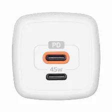 Cargador Vorago Au-402-wh 110v ~ 240v, Teléfono Móvil, Interior, 2usb-c, Carga Rápida, 45 W, Blanco