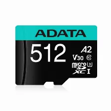 Memoria Micro Sd Adata, 512gb, Premier Pro Xc Uhs-i, Clase 10, Con Adaptador Sd, 100 Mb/s, 80mb/s