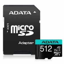 Memoria Micro Sd Adata, 512gb, Premier Pro Xc Uhs-i, Clase 10, Con Adaptador Sd, 100 Mb/s, 80mb/s