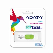 Memoria Usb Adata Uv320 128gb, 3.2 Gen 1 3.1, Factor De Forma Deslizar, Color Verde, Blanco