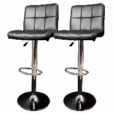 Bancos De Barra Modamob Modelo Dusk, Asiento De Vinipiel Con Respaldo, Base Giratoria, Piston De Altura, 2 Piezas, Color Negro