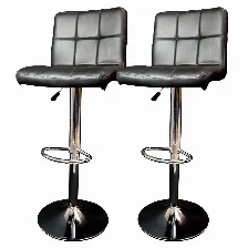 Bancos De Barra Modamob Modelo Dusk, Asiento De Vinipiel Con Respaldo, Base Giratoria, Piston De Altura, 2 Piezas, Color Negro Ligero Rasguno En Tapiz